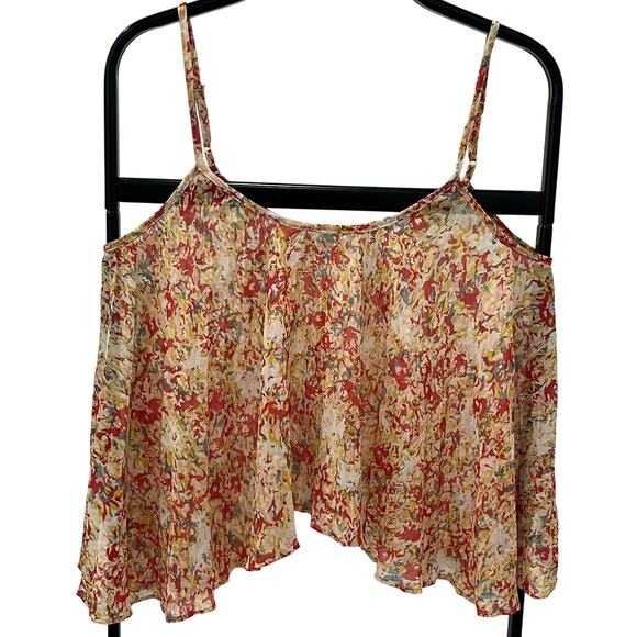 BCBGeneration Women's XXS Red Yellow Blue Floral Flowy Tank Blouse - Picture 1 of 5
